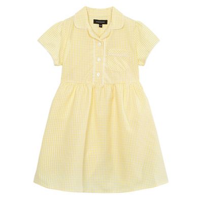 Debenhams Girls' yellow gingham print dress